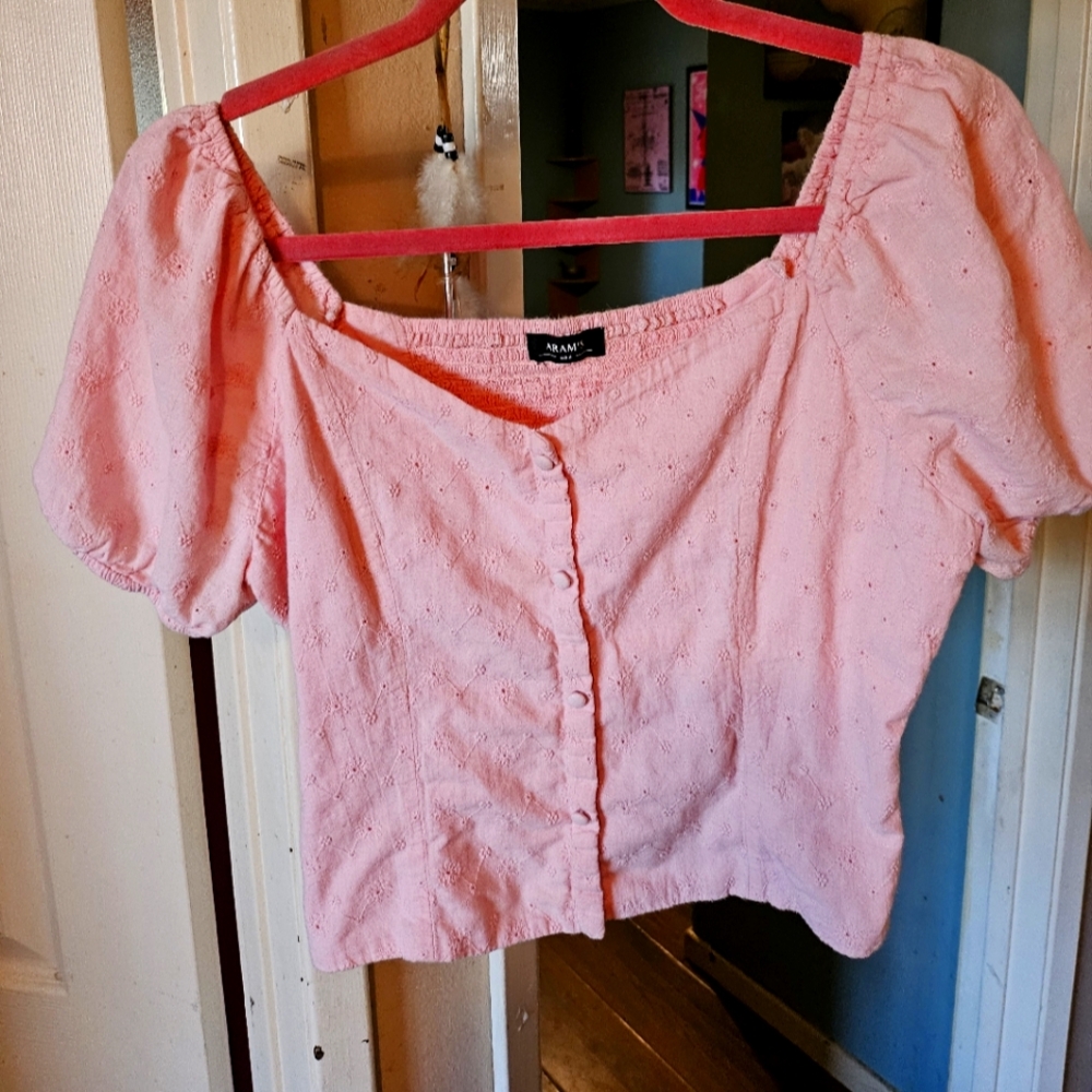 Pink eyelet, boutique top
